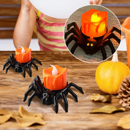 Halloween Decoration LED Candlelight Spider Plastic Pumpkin Lantern Ghost House Atmosphere Decoration Props Party Horror Props