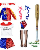 Natale Capodanno Carnevale Bambini Ragazze Suicide Harley Costumi Cosplay Squad Quinn Monster Joker Giacca Vestito adesivi per tatuaggi