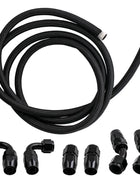 10AN AN10 12FT Nylon Braided Fuel hose Line + Black Swivel Fitting Hose End Kits - Riparo82