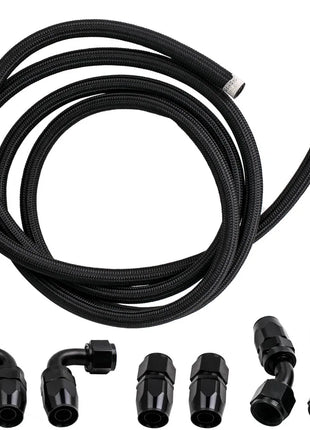 10AN AN10 12FT Nylon Braided Fuel hose Line + Black Swivel Fitting Hose End Kits - Riparo82