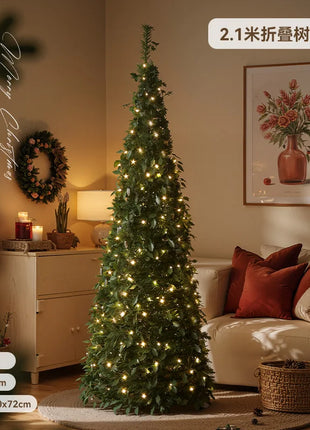 Albero di Natale incandescente Decorazione per albero di Natale artificiale pieghevole Ornamento natalizio floccato per esposizione spaziosa del festival del centro commerciale