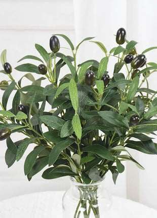 1/3pcs Artificial Olive Leaves Tree Branch Green Plant with Fruit for Home Garden Vase Decoration Wedding Bouquet Silk Flowers