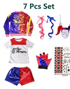 Natale Capodanno Carnevale Bambini Ragazze Suicide Harley Costumi Cosplay Squad Quinn Monster Joker Giacca Vestito adesivi per tatuaggi