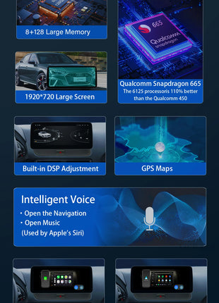 10.25Snapdragon 665 Wireless Carplay AutoRadio Android 14 For Audi Q5 2009-2016 Stereo Screen GPS Navigation Multimedia HeadUnit - Riparo82