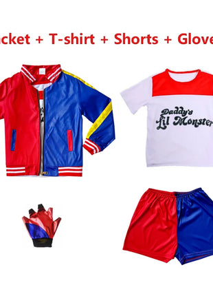 Costume Harley Quinn Carnevale 2026 - Set Completo Bambine con Giacca e Pantaloni