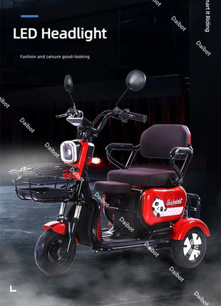 Mini Parent Child Electric Tricycle For Family With Foldable Child Seat 700W 48V 3 Wheels Electric Scooter For Adults Women - Riparo82