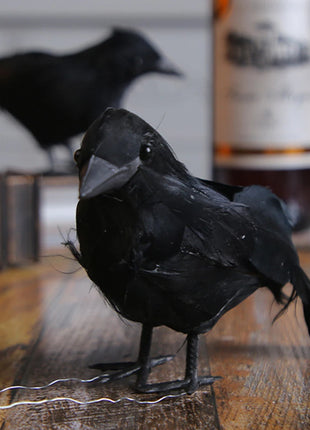 6PCS Black Feather Crow Halloween Props Mock Crow Spooky Feather Decoration Props Halloween Party Scary Animal Horror Props - Riparo82