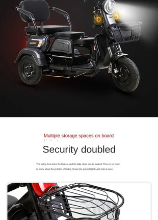 Electric Tricycle, Adult, Elderly, Leisure, Small-scale Home Transport for Children. - Riparo82