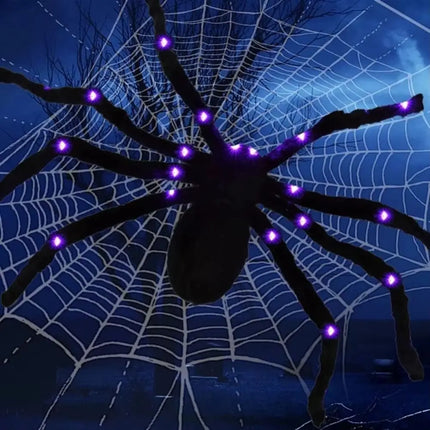 Practical 8 Modes Halloween Spider Web Lights Glow 250 LEDs LED Spider Net Hanging 5m Scary Giant Spider Haunted House