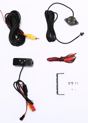 3 in 1 Car Parking Sensor Car Reverse Backup Rear View Camera with 2 Radar Detector Sensors Indicator Buzzer Alarm Car Camera - Riparo82