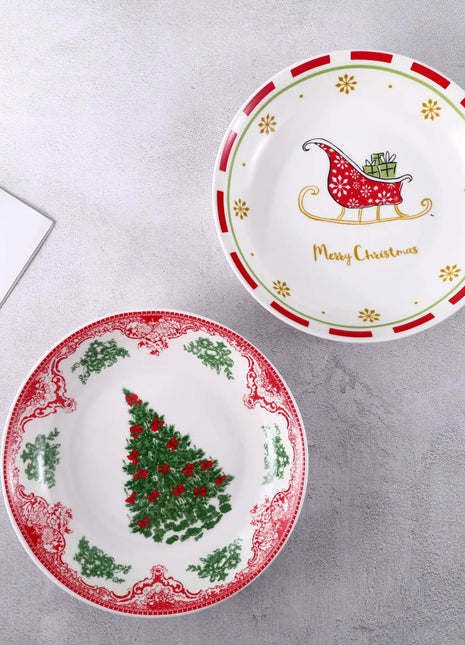 Stoviglie per famiglie con ambiente ad alta temperatura, cartone animato in ceramica atmosferica, piatto da frutta natalizio transfrontaliero da 8 pollici - riparo82