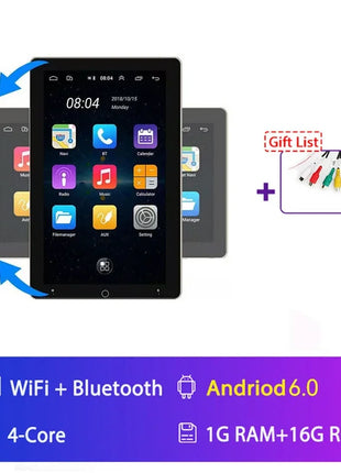 4G+64G Android 14 Car Stereo Video Multimidia Radio Player 10.1 Inch Universal Autoradio GPS Electric Rotatable Touch Screen - Riparo82