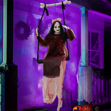 Halloween Hanging Ghosts Swing Girl Purple Female Ghost Halloween Outdoor Decoration Party Home Outdoor Yard Garden Horror Decor