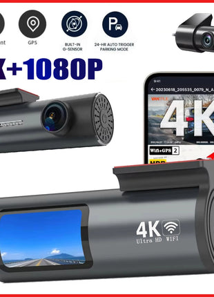 Dash Cam 4K WiFi GPS Dash Camera for Cars Mini Front Car DVR 24H Parking Mode G-Sensor Car Driving Video Recorder Loop Recording - Riparo82