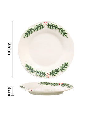 Piatto da pranzo in ceramica in rilievo Piatti da dessert per torte in stile natalizio per la casa Stoviglie da cucina di alta qualità Vassoio da frutta per festival - riparo82