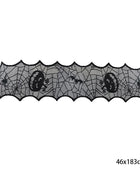 Halloween Decoration Black Spider Web Tablecloth Lace Table Runner Fireplace Cover Halloween Party Home Decor Haunted House Prop - Riparo82