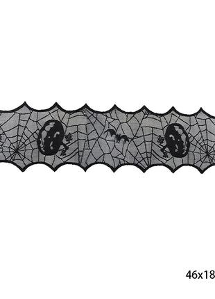 Halloween Decoration Black Spider Web Tablecloth Lace Table Runner Fireplace Cover Halloween Party Home Decor Haunted House Prop - Riparo82