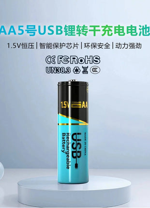 Batteria AA da 6 pezzi con cavo USB tipo C Batteria ricaricabile agli ioni di litio, batteria AA da 1,5 V, batteria AA da 2200 mWh - riparo82