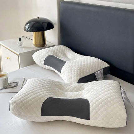 1PCS Neck Pillow Grey Help Sleep Protect The Neck Cervical Orthopedic Soybean Fiber Massage Household SPA Pillow For Sleeping.