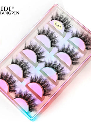 Faux Cils 3/5 Pairs False Eyelashes make up Natural Long Dramatic Halloween Eyeylash 3D Mink Lashes Tools Extension maquiagem - Riparo82