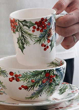 1PC Piatti in ceramica da cucina creativi Squisita stoviglie natalizie Piatti da bistecca per insalata di pasta Piatti in ceramica di alta qualità - riparo82