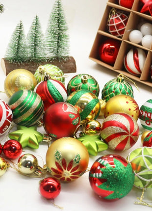 Nuovi 42 set di decorazioni natalizie Palline verniciate elettrolitiche, palline di plastica, decorazioni per finestre, pendenti per albero di Natale - riparo82