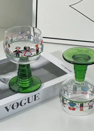 1/2 pezzi albero di Natale stile Alsace tazza di vino rosso set di confezioni regalo in vetro di cristallo per vino dolce per uso domestico con due bicchieri da champagne - riparo82