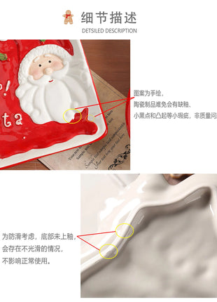 Piatto in ceramica di Babbo Natale dipinto a mano Vassoio decorativo regalo di Natale Piatto da dessert festivo Piatto da portata per biscotti carino - riparo82