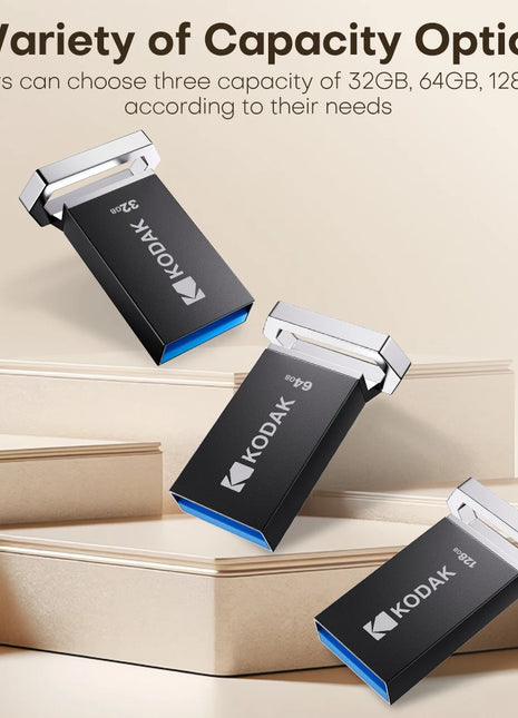 KODAK 128GB Mini USB Flash Drive USB3.2 Pen Memory Drive ad alta velocità 140MB/s 32GB 64GB UDisk Memoria portatile per PC per auto