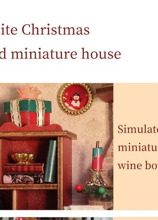 Fai da te in legno caldo Natale Lodge Casa Case delle bambole Kit modello in miniatura Casa delle bambole con mobili Luci a LED per regali di amici