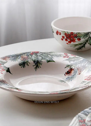 1PC Piatti in ceramica da cucina creativi Squisita stoviglie natalizie Piatti da bistecca per insalata di pasta Piatti in ceramica di alta qualità - riparo82