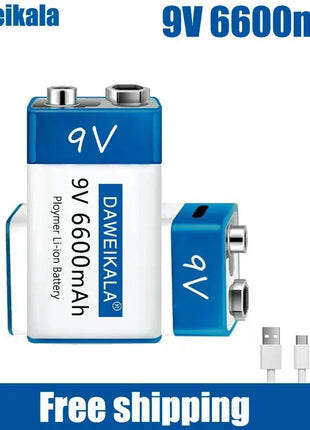 Nuova batteria ricaricabile veloce agli ioni di litio da 9 V 6600 mah Teyt-c Interfaccia USB batteria 9 V multimetro microfono al litio Giocattolo + cavo - riparo82