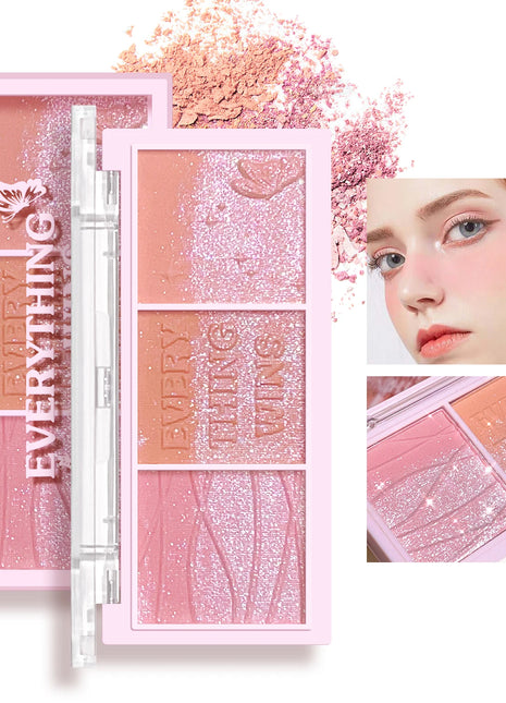 3-color Blush Palette Nude Makeup Natural Matte Milk Tea Orange Tone Long-lasting Rouge Blush Powder Cream Palette - Riparo82