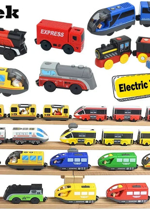 Locomotiva in legno Magnetic Electric Car Train Toys Fit Biro wood Diecast Slot Train Track Railway Educational Toys For Kids