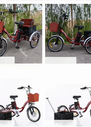 3 Wheel Electric Tricycle Cargo Bike 20 Inch 350w 48v Family Electric Wheel For Bicycle For Women Man Adult With Pull Basket - Riparo82