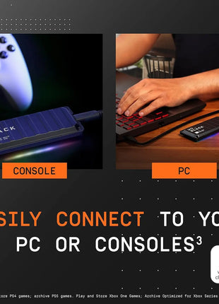 Western Digital WD 1TB 2TB P40 Game Drive SSD -500GB Fino a 2.000 MB/s, illuminazione RGB, unità a stato solido esterna portatile