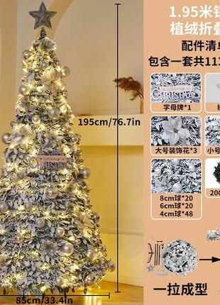 1.5M-2.25M Albero di Natale Allungabile PVC Floccato Albero di Natale Premium Denso Pino Artificiale Salvaspazio Pieghevole Ornamenti natalizi