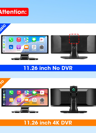 11.26 inch Dash Cam 4K Car DVR Wireless Carplay & Android Auto GPS Navigation Video Recorder Dashboard Dual Lens Dual BT FM AUX - Riparo82