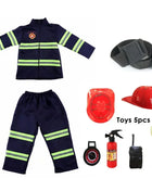 Costume cosplay da pompiere per bambini Ragazzi Ragazze Festa di carnevale di Halloween Sam Uniforme da pompiere Abbigliamento da lavoro Regalo di Natale