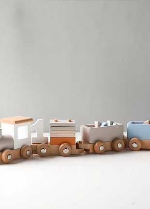 Giocattoli Montessori treno in legno per giocattolo di compleanno per bambini con numeri e blocchi gioco Toddler Boys And Girls1 2 3 4 5 giocattolo per l'apprendimento del bambino - riparo82