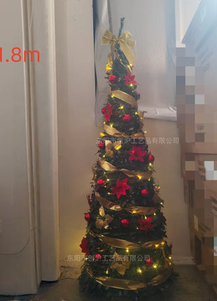 Vendita calda 120/150/180/210 cm Pieghevole Pre-Decorato Albero Di Natale Pop-Up Decorazione Festiva Decorazioni Per La Casa Albero Di Natale Portatile