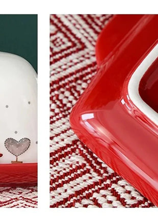 Piatto di burro di Natale Alce in ceramica Babbo Natale Dolci Torta Dessert Piatto Piatti di burro Vassoio di cibo di Natale Vassoio di formaggio Stoviglie - riparo82