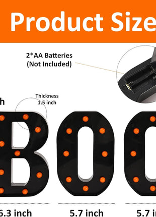 3pcs Halloween Decorative Lights 21.5CM LED Letter Lights "BOO" Halloween Ornaments for Tables Fireplaces Halloween Decoration - Riparo82