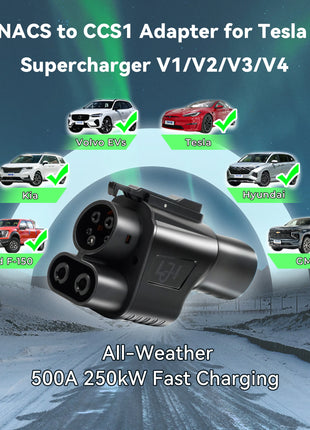 NACS to CCS1 Adapter for Tesla Supercharger 500A 1000V Fast Charging Connector Compatible with Ford GM EVs SAE Charging Stations - Riparo82