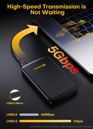 Kodak P150 Disco rigido esterno portatile da 2,5 pollici 1 TB/500 GB Leggi fino a 450 MB/s Archiviazione ad alta velocità per laptop desktop PS4 PS5