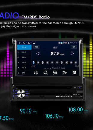 Hikity Carplay 4+64G Android 1Din Car Multimedia Player Retractable Screen GPS Navigation WIFI Bluetooth 1din autoradio No DVD - Riparo82
