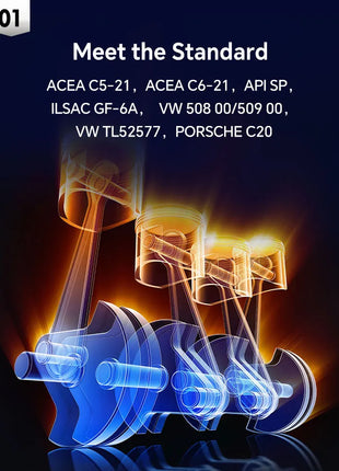 Lopal SONIC 589 0W-20 C5 Per VW 508/509 SP 1L * 6 Bottiglie Olio Motore Auto Protezione Avanzata 6L Lubrificante Olio Motore Sintetico Completo