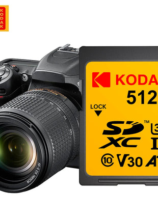 Scheda di memoria SD professionale Kodak Scheda SDHC da 32 GB 128 GB 64 GB SDXC Scheda SD Fotocamera Class10 UHS-I 100 MB/S Capacità effettiva