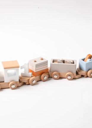 Giocattoli Montessori treno in legno per giocattolo di compleanno per bambini con numeri e blocchi gioco Toddler Boys And Girls1 2 3 4 5 giocattolo per l'apprendimento del bambino - riparo82