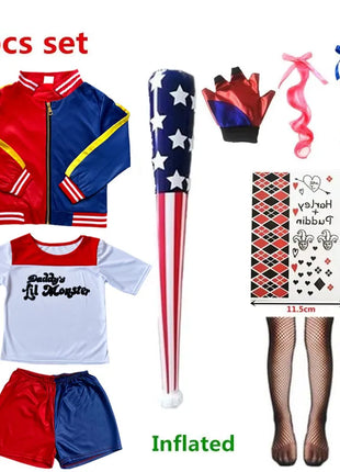 Costume Harley Quinn Carnevale 2026 - Set Completo Bambine con Giacca e Pantaloni